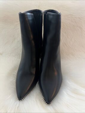 Catherine Malandrino Black Pointed Toe Ankle Booties with Stud Edge